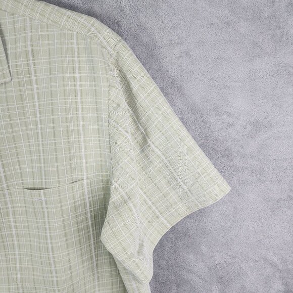 Mens Green Plaid Island Shores Shirt Short Sleeve Button Up Size XXL - Picture 5 of 10